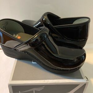 Dansko Black Patent Leather Clogs